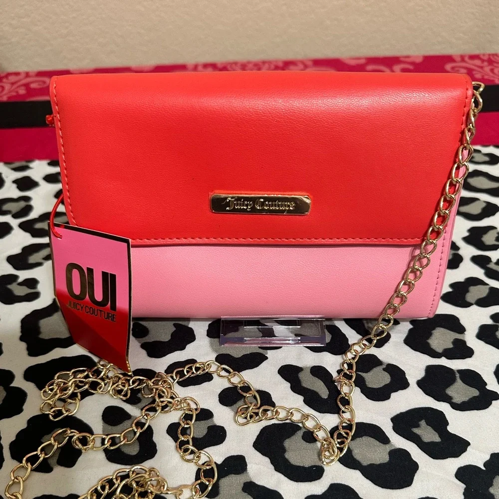 🚨SOLD🚨Juicy Couture Crossbody Bag Pink with Golden Chain Strap*New with tags - Picture 3 of 5